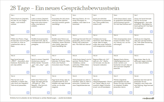Workbook: Klare Kommunikation & echte Gespräche in 28 Tagen