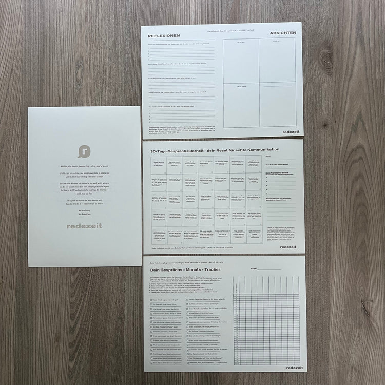 Kommunikationsguide Gesprächsgewohnheiten, die mir gut tun, Klassik-Variante, alle Seiten strukturiert nebeneinander