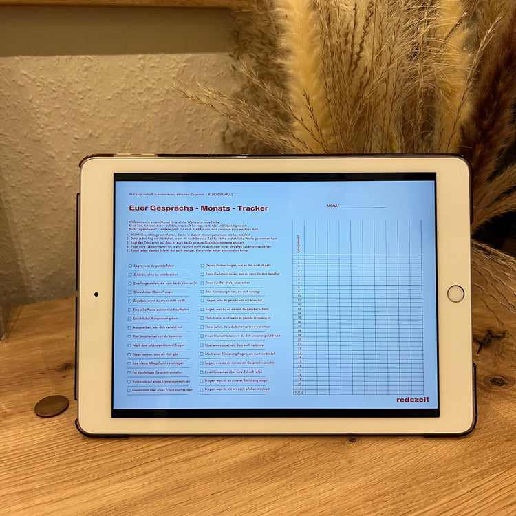 Kommunikationsguide Gesprächsgewohnheiten, die verbinden, Couple-Variante, Tracker auf iPad geöffnet